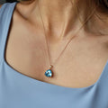 Handmade London Blue Topaz Pendant Necklace: 14K Gold or Sterling Silver