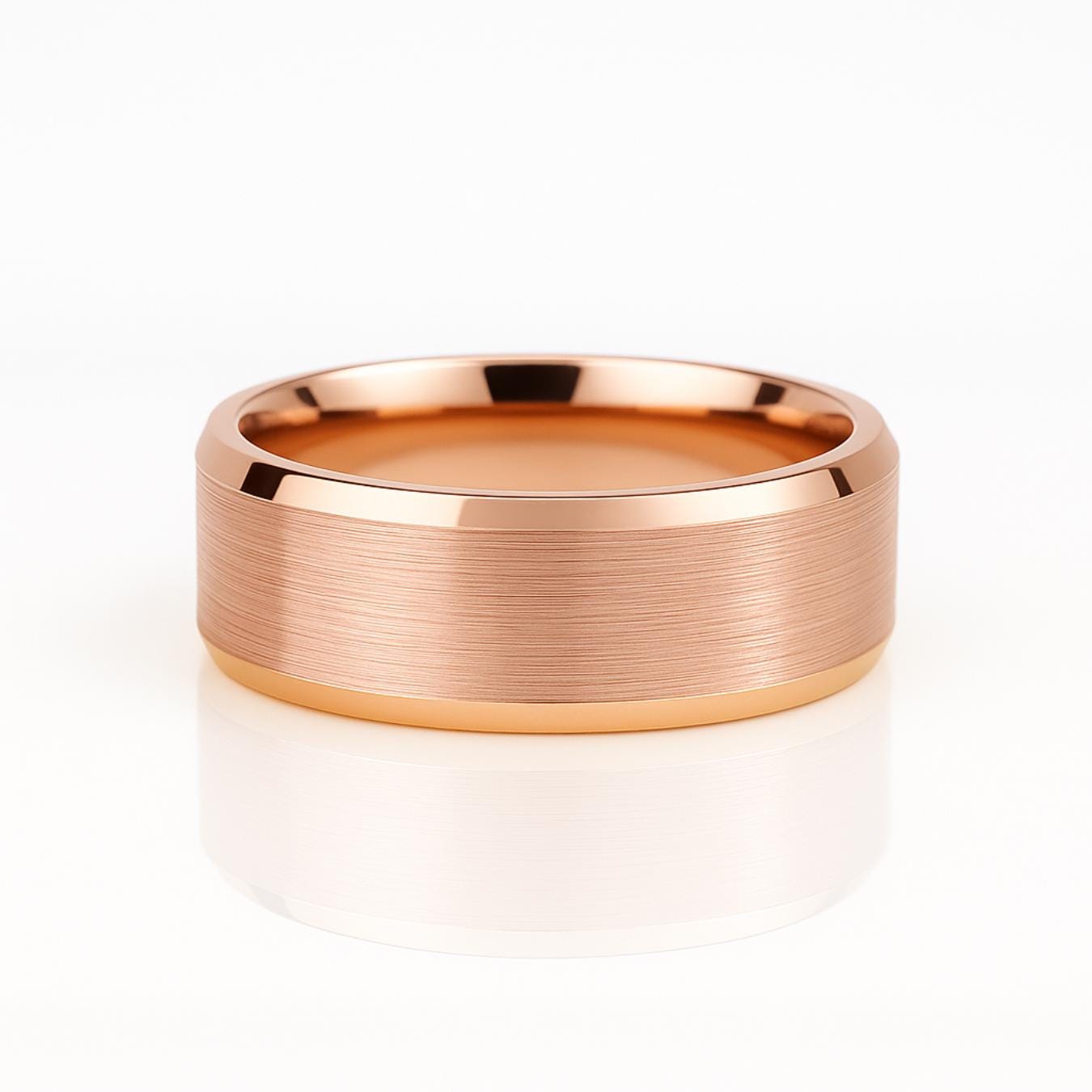 6mm Matte Beveled Comfort Fit Gold Wedding Band