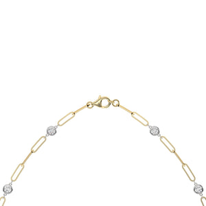 Diamond Station Paperclip Chain Necklace in 14K Gold