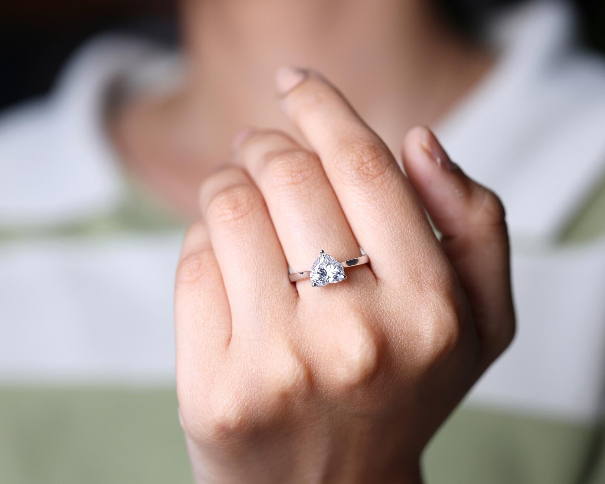 1.50 Ct Heart Lab Diamond Engagement Ring, IGI Certified
