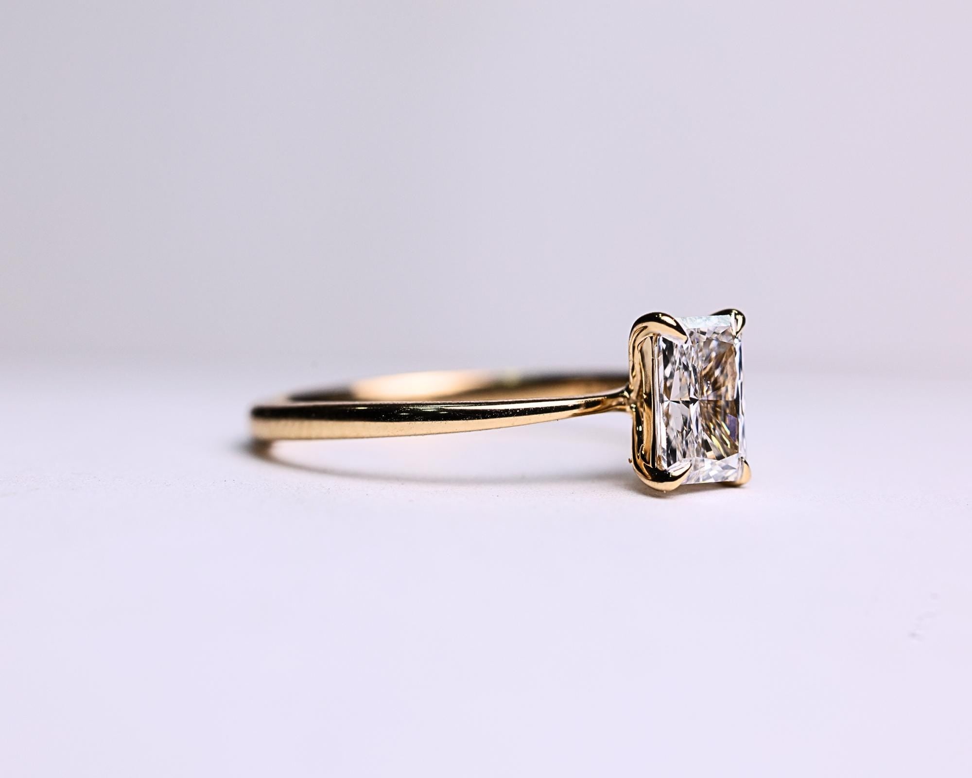 1 Ct Elongated Radiant Lab Diamond Engagement Ring