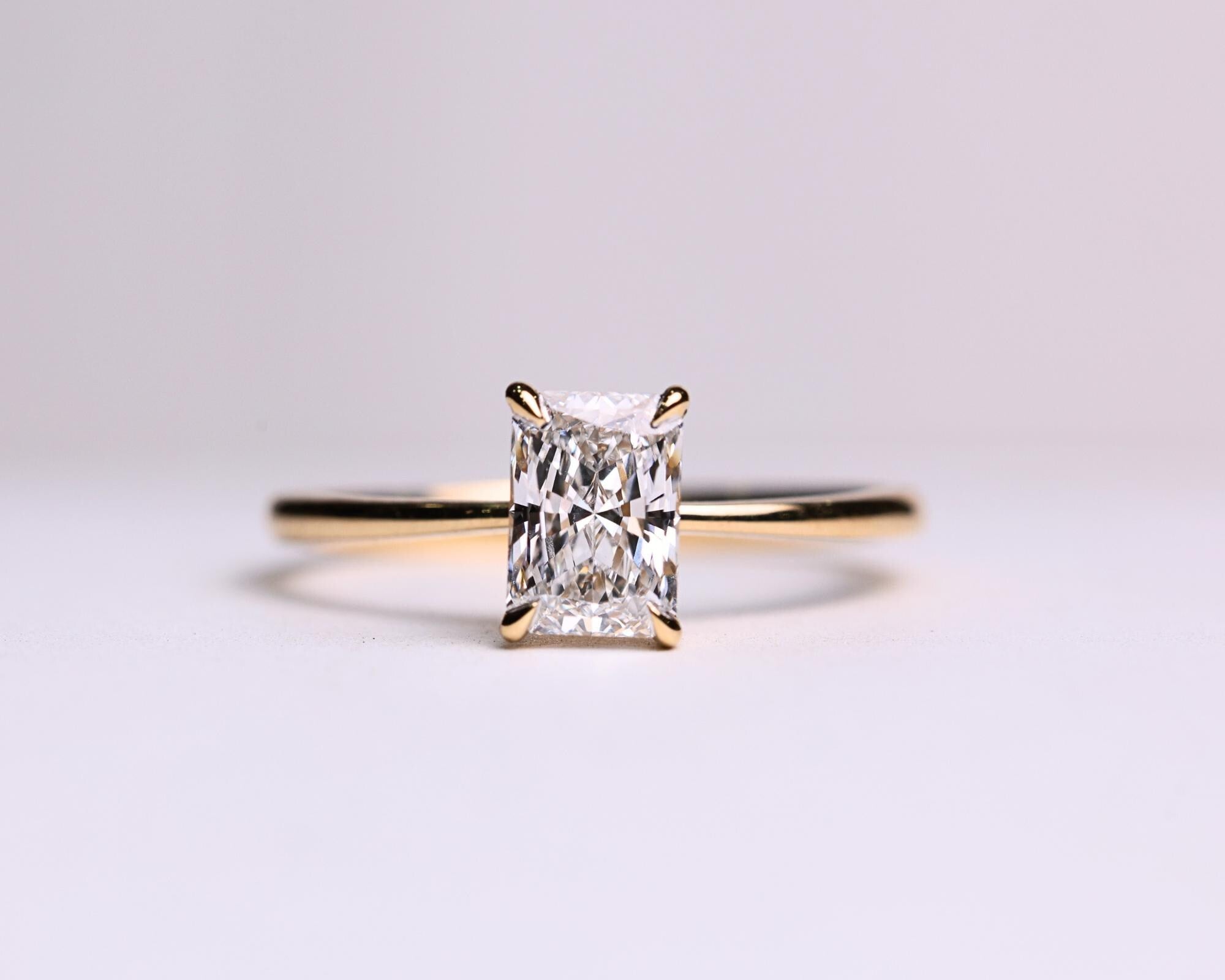 1 Ct Elongated Radiant Lab Diamond Engagement Ring