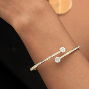 14K Gold Lab Diamond Open Cuff Bangle Bracelet