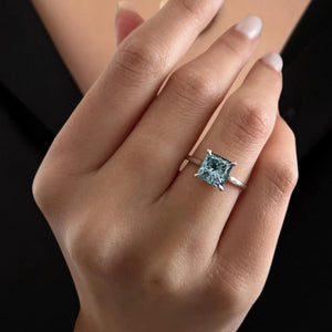Fancy Vivid Blue Lab Diamond Engagement Ring