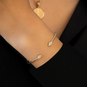 Pear Shape Lab Grown Diamond Open Cuff Bangle