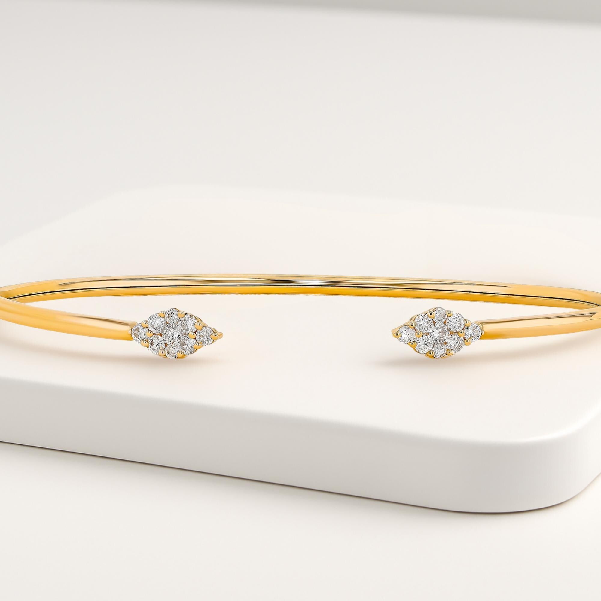 Pear Shape Lab Grown Diamond Open Cuff Bangle