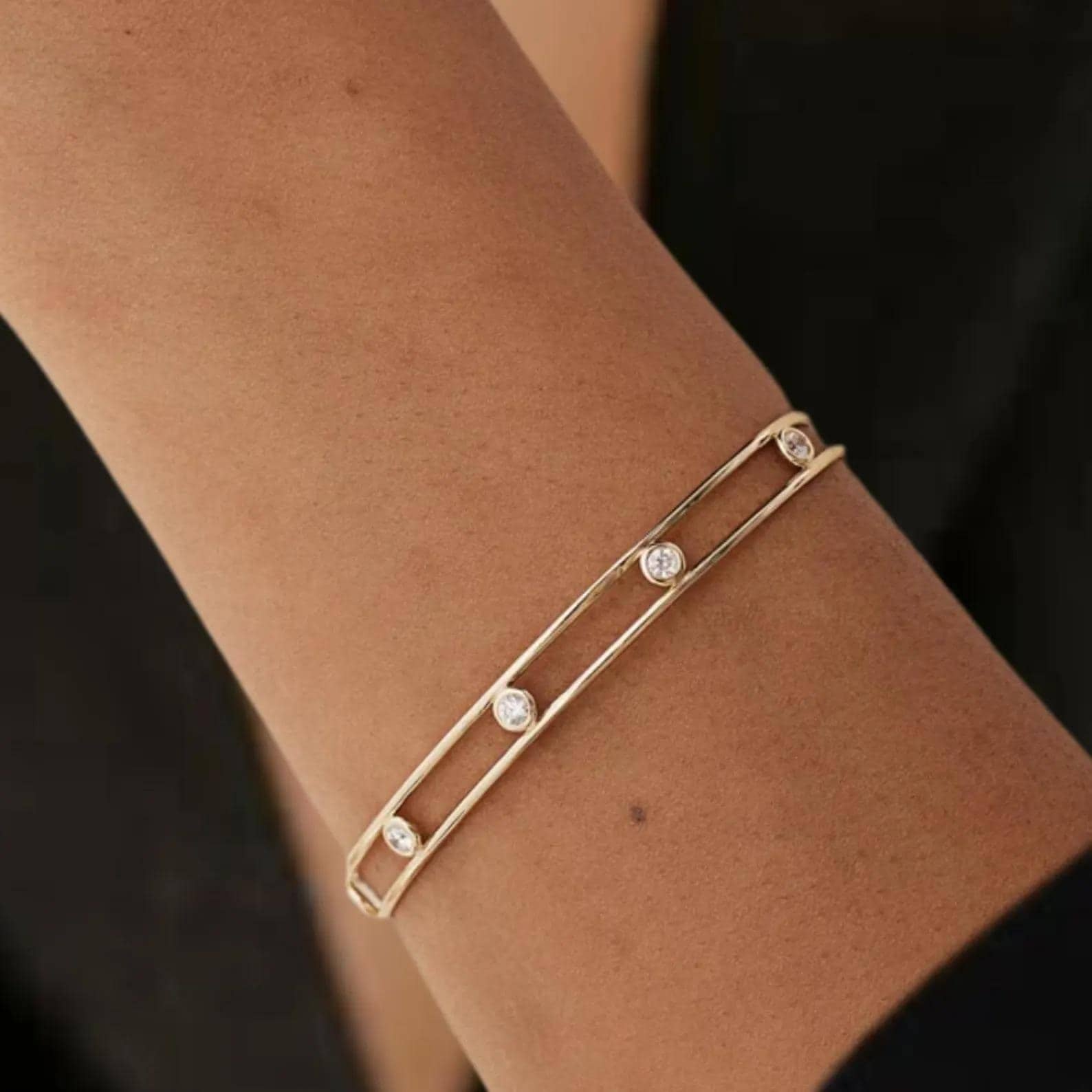 0.40 Ct Lab Grown Diamond Open Cuff Bangle