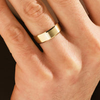 6mm Matte Beveled Comfort Fit Gold Wedding Band