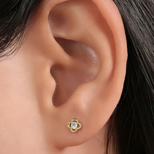 Diamond Clover Cluster Stud Earrings