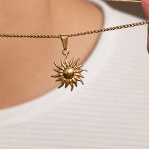 14K Gold Sun Star Pendant Necklace for Men