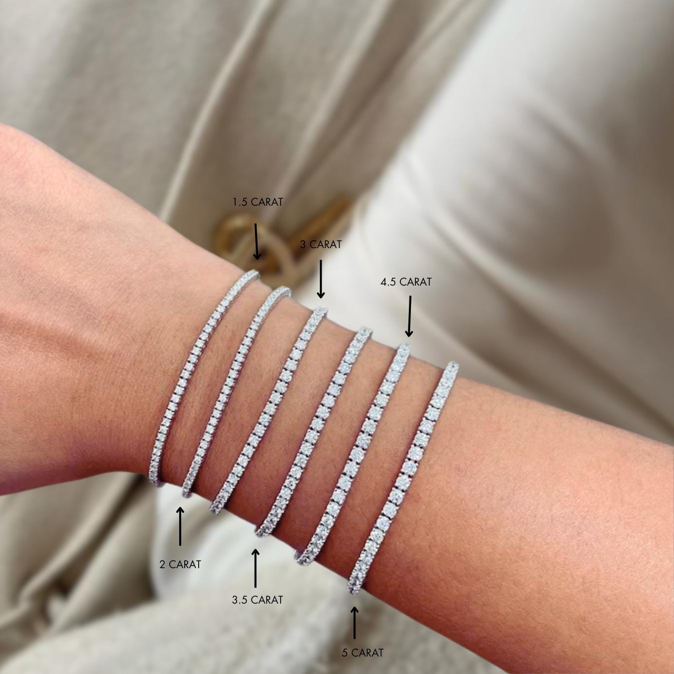 5.00 TCW Round Cut Moissanite Tennis Bracelet, 14K White Gold