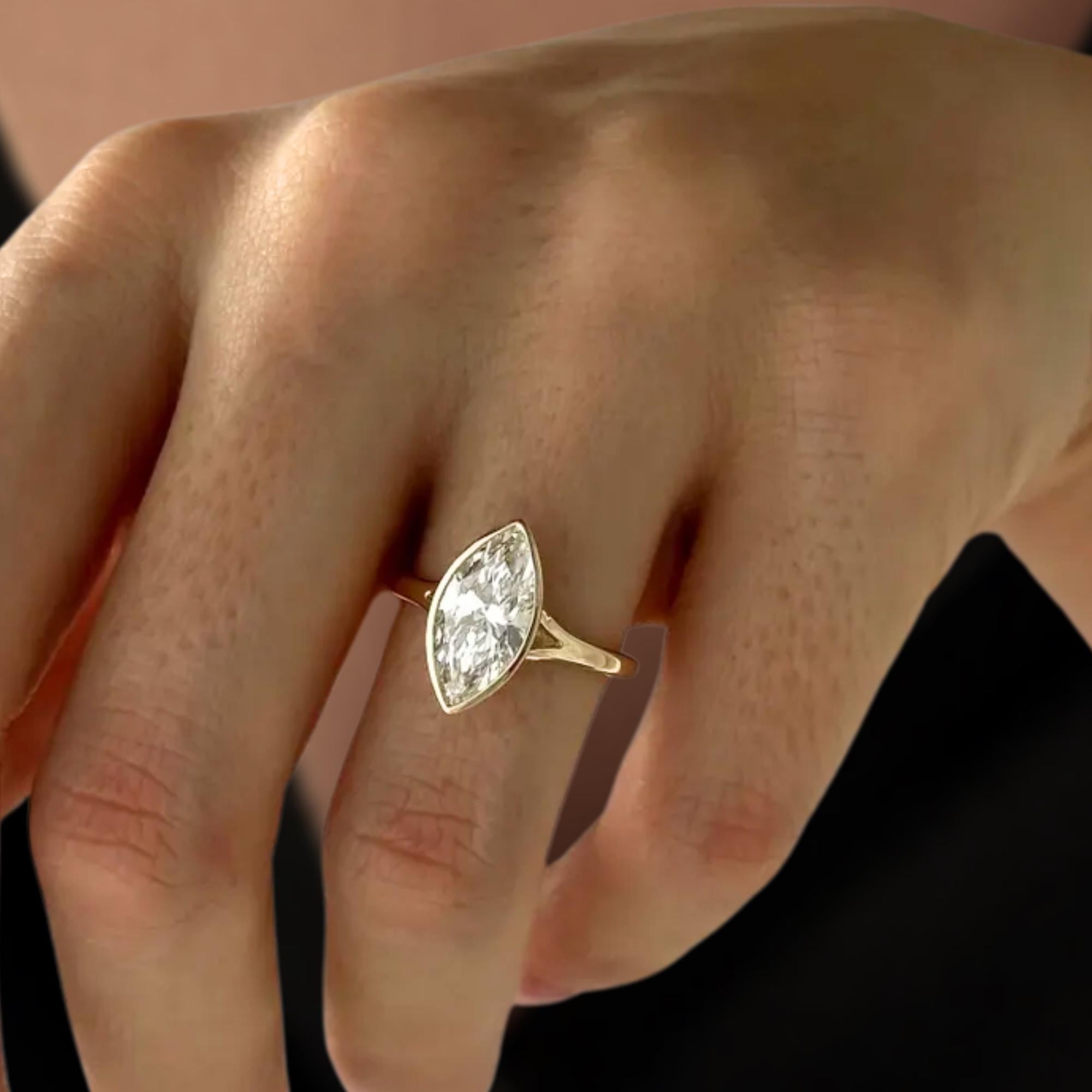 Marquise Lab Diamond Split Shank Ring, IGI Certified