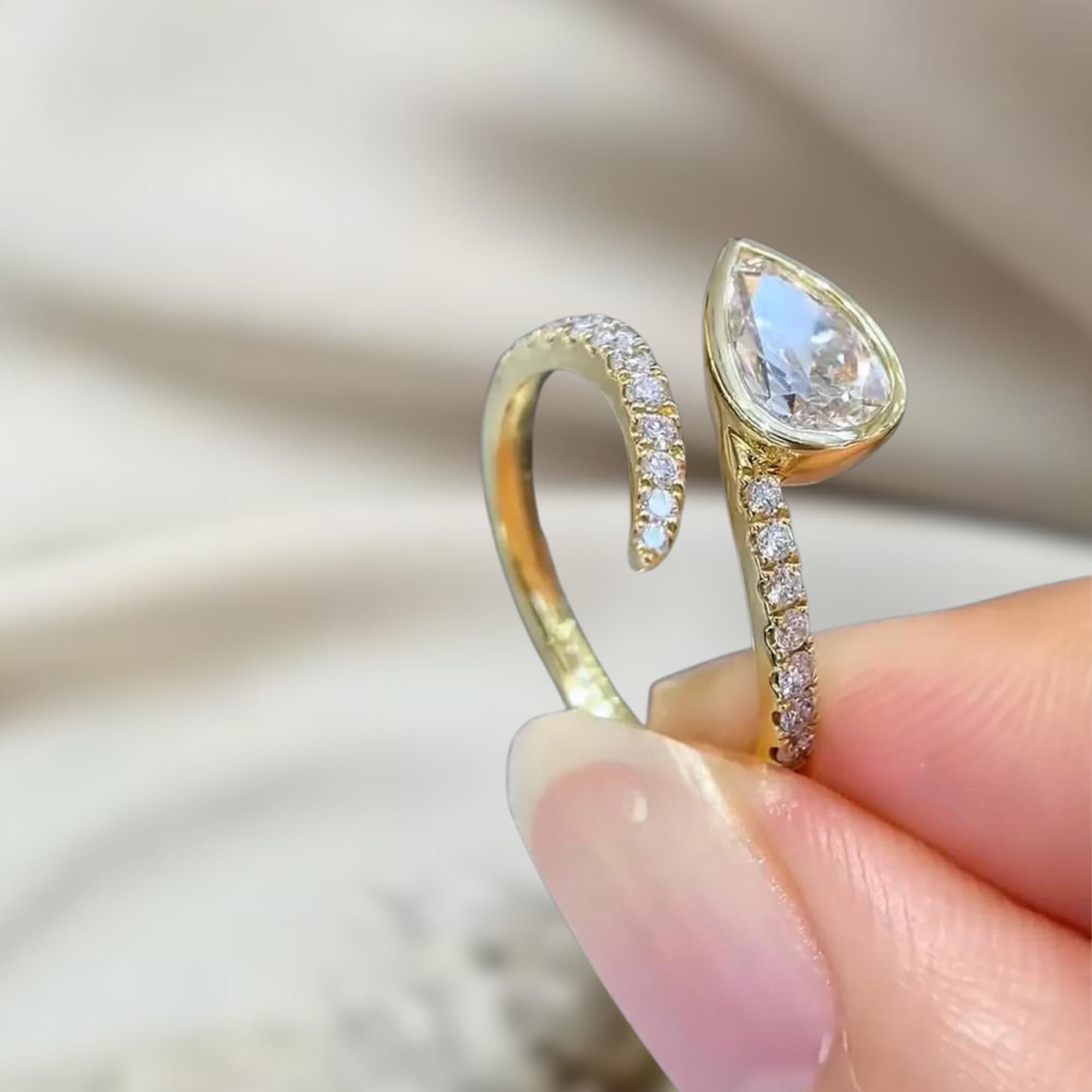 Pear Cut Lab Grown Diamond Solitaire Ring
