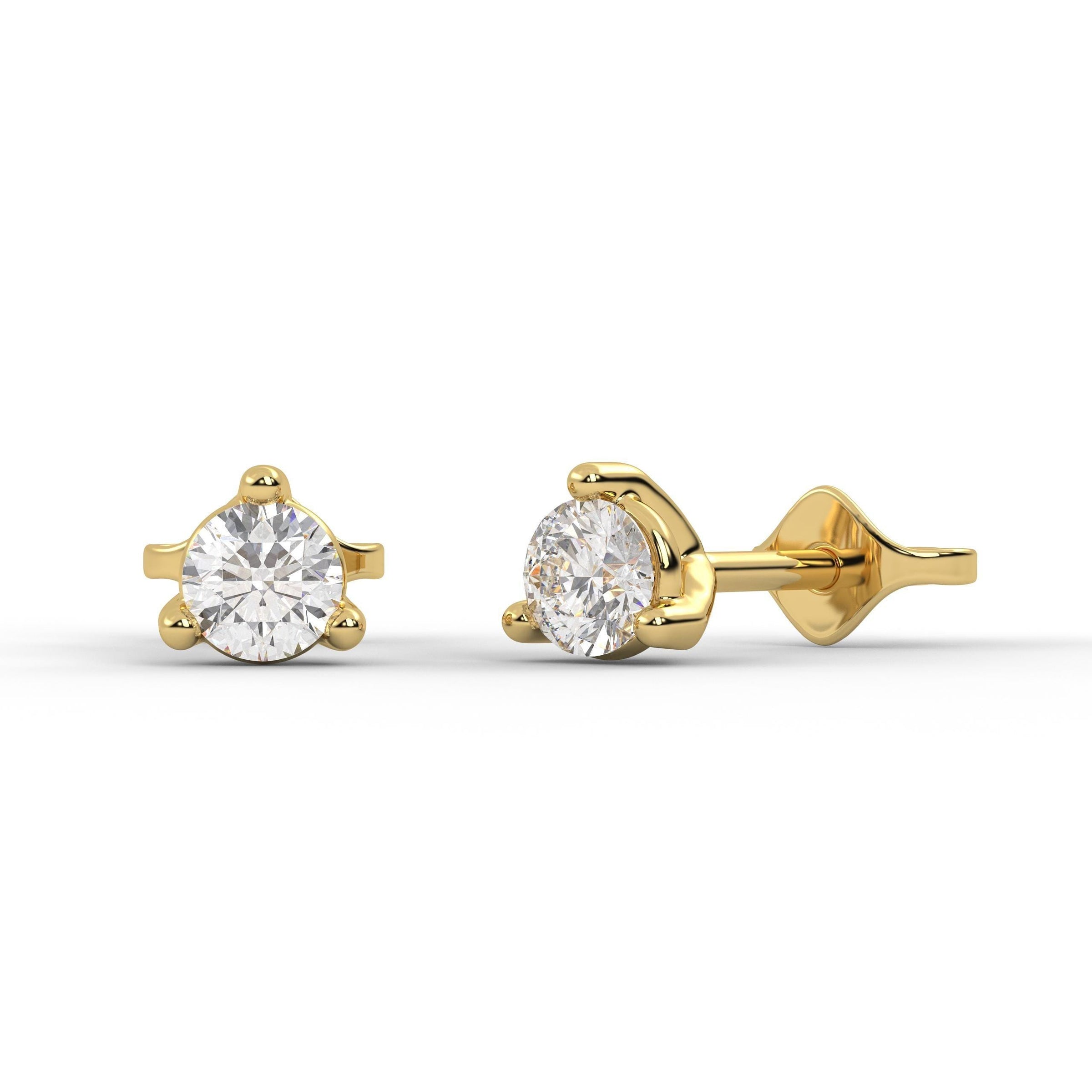 Lab Grown Diamond Stud Earrings, 14K Solid Gold