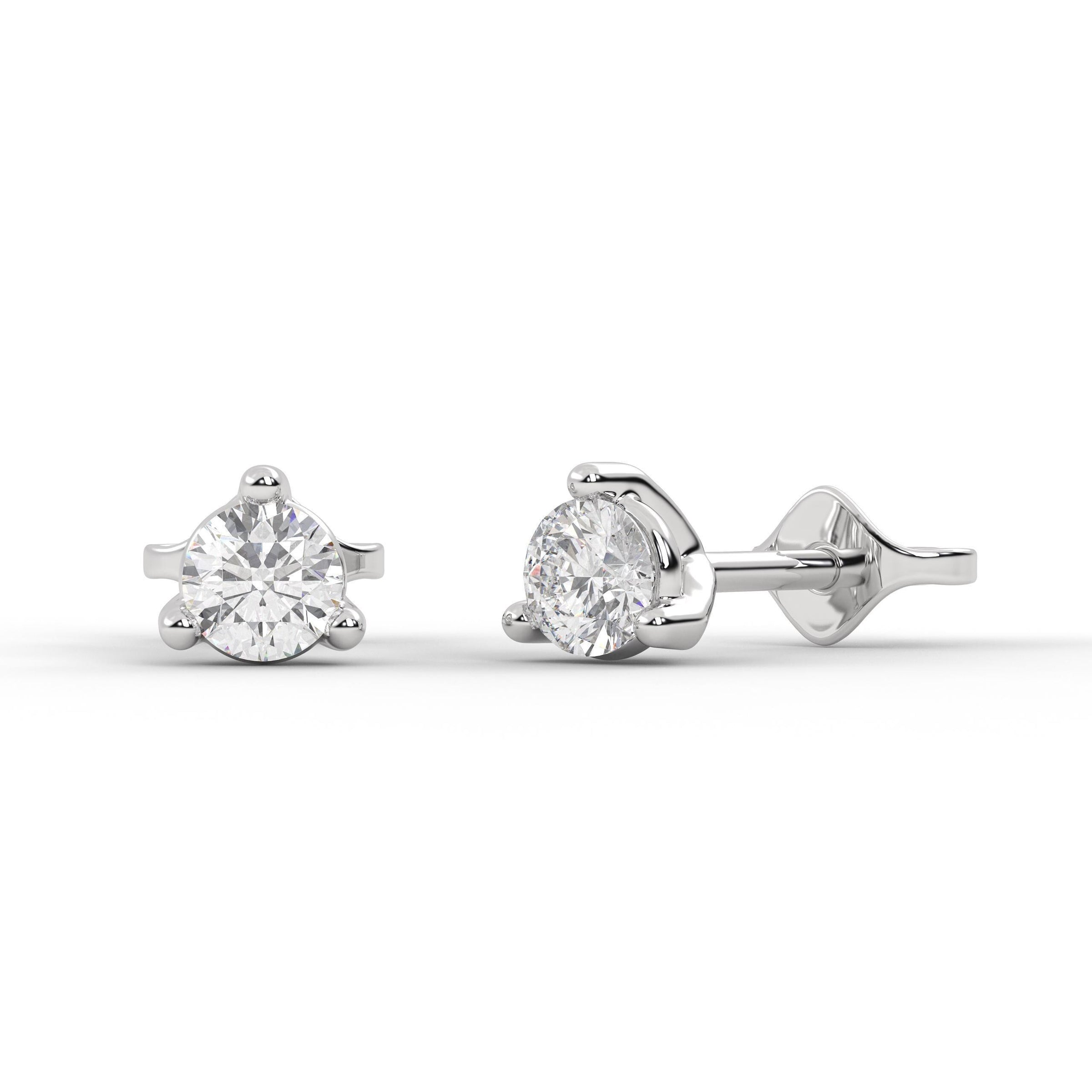 Lab Grown Diamond Stud Earrings, 14K Solid Gold