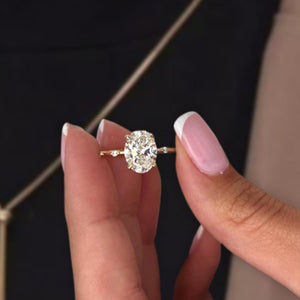 Oval Lab Grown Diamond Engagement Ring, 14K Gold