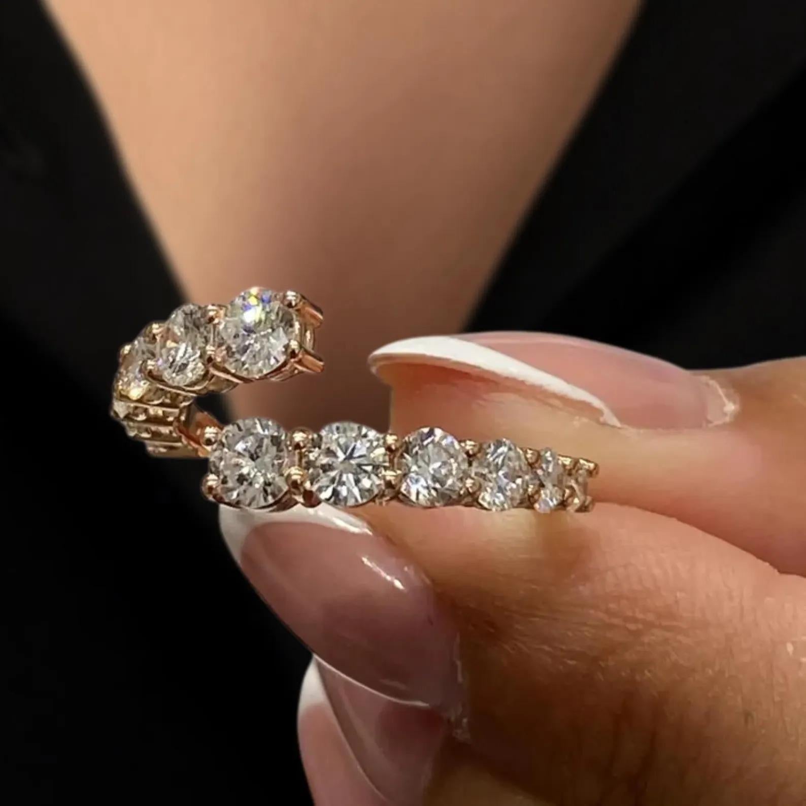 Open Gap Lab Diamond Wedding Ring, Stackable Matching Band