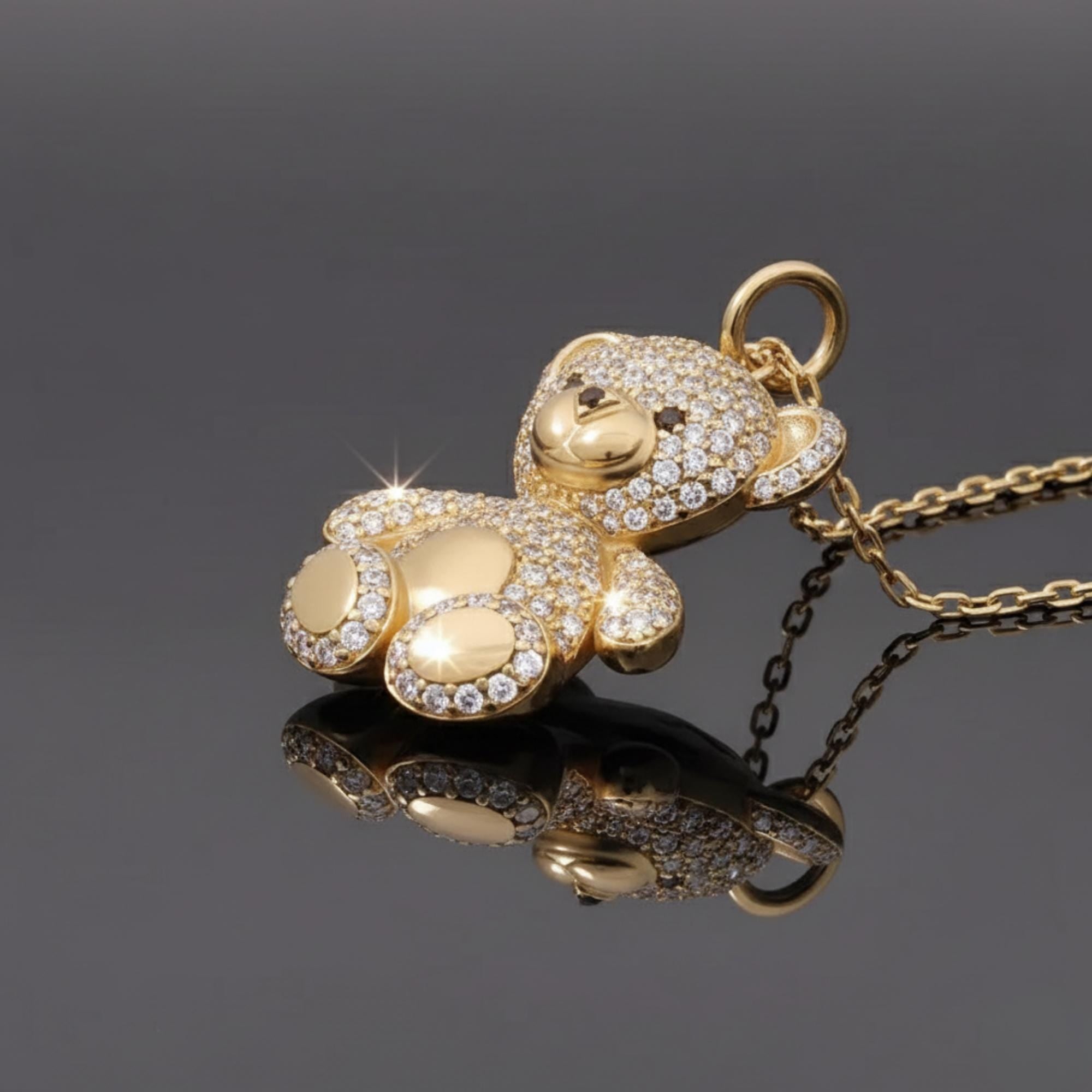 Round Moissanite Teddy Necklace