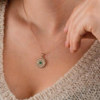 Gold Dainty Evil Eye Sun Pave Necklace, Protector Necklace, Tiny Evil Eye Necklace, Emerald Necklace, Talisman Necklace, Gift for her