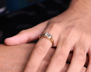 Emerald Cut Moissanite Solitaire Engagement Ring