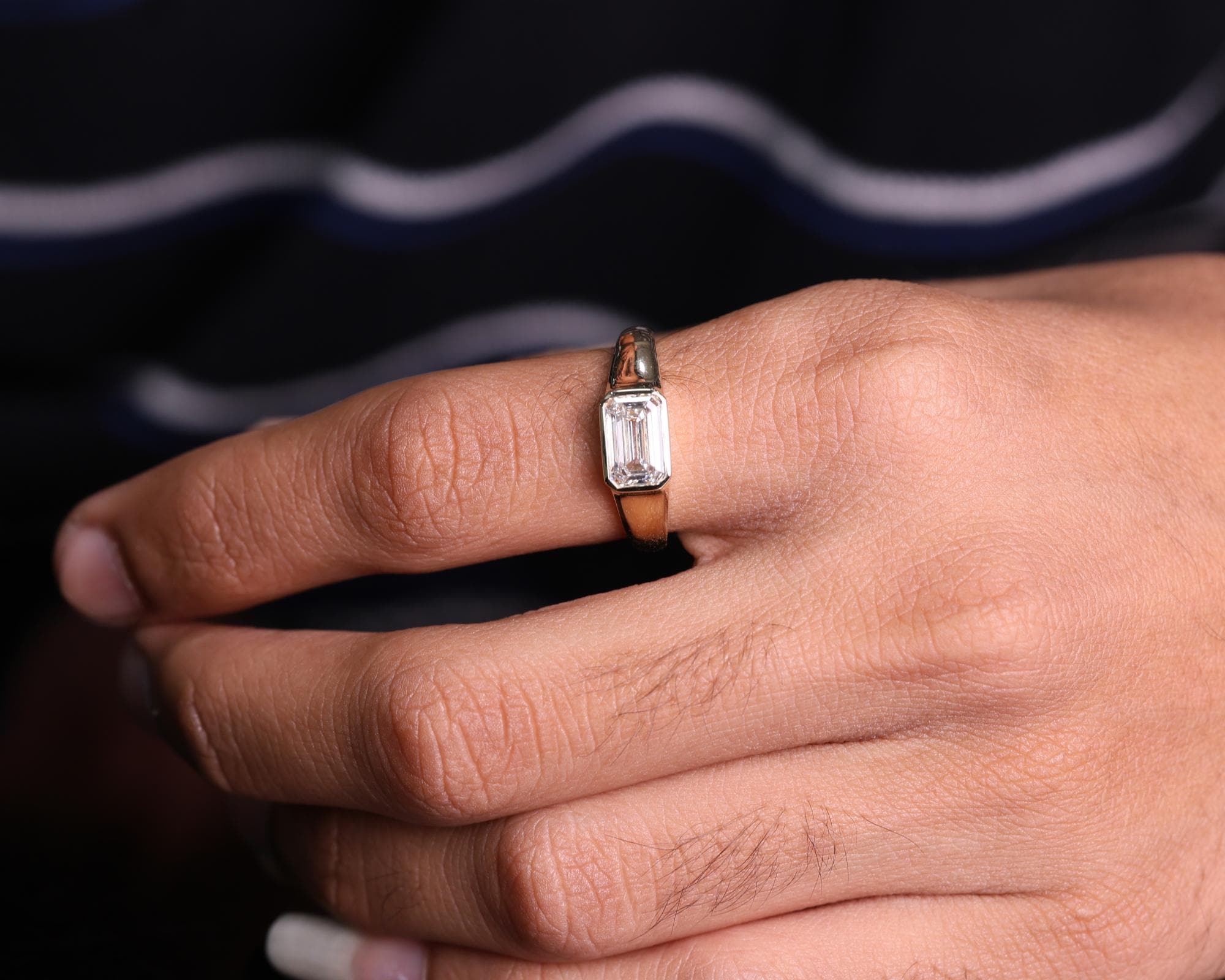 Emerald Cut Moissanite Solitaire Engagement Ring