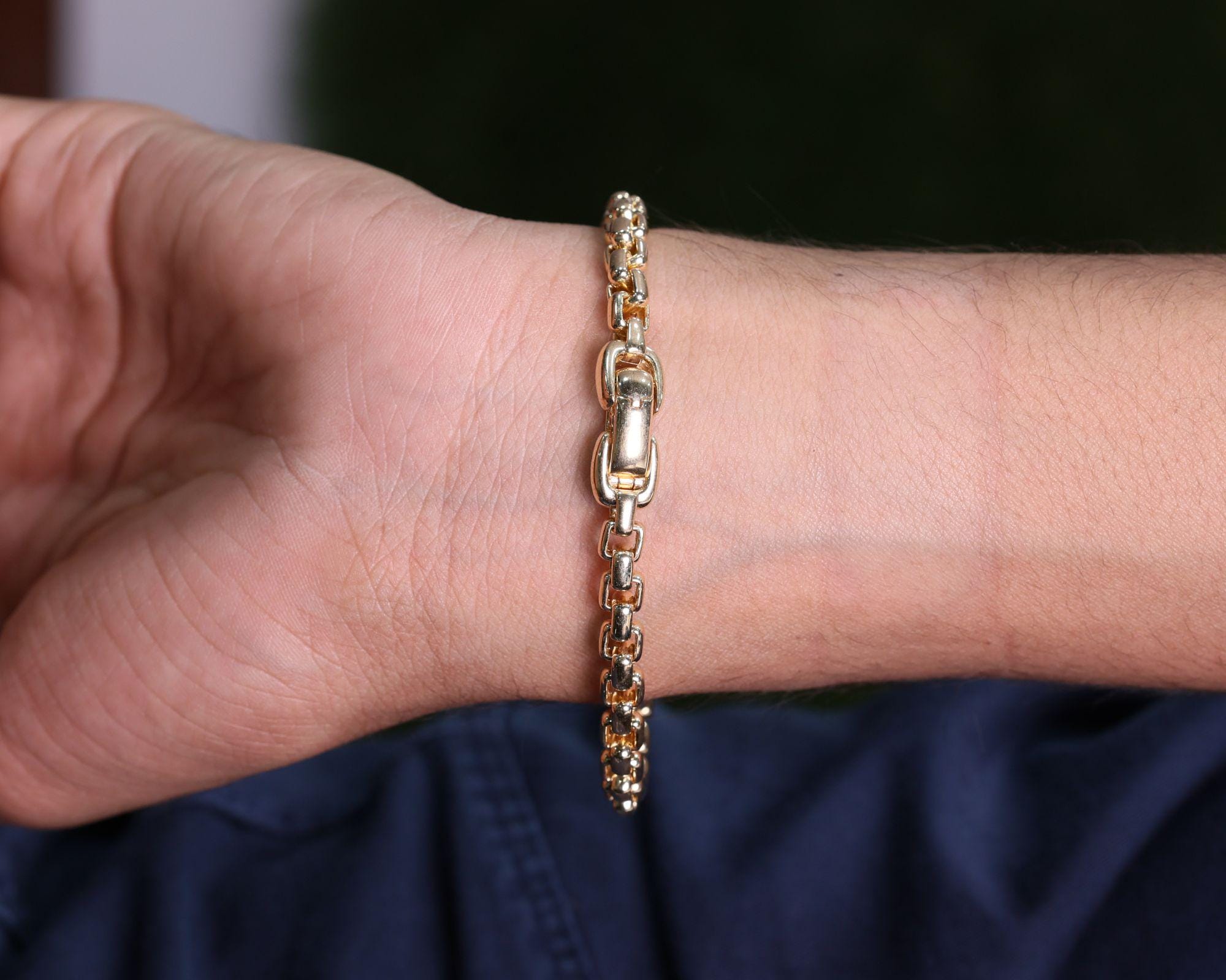 14K Solid Gold Diamond Cross Bracelet, Christian Religious Jewelry