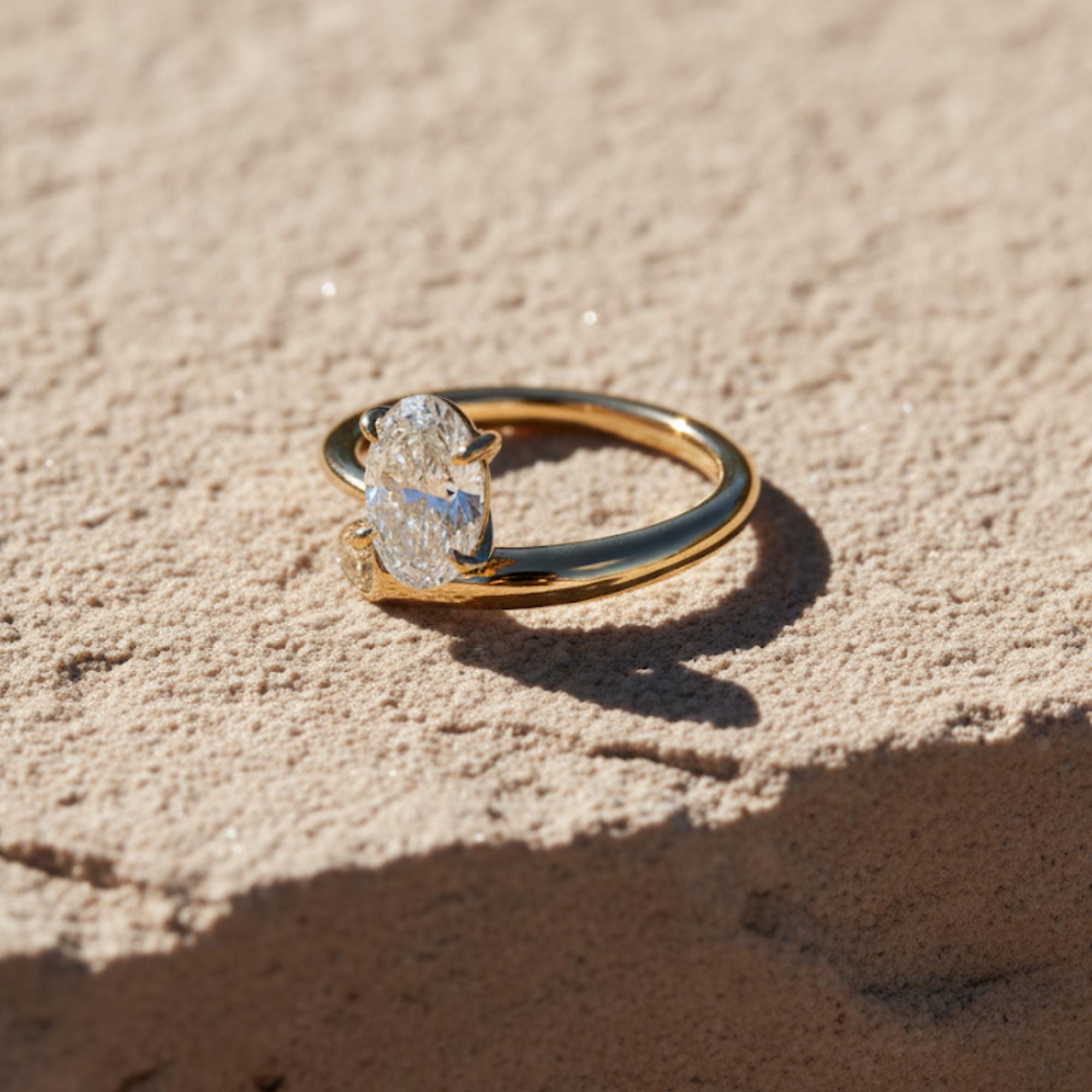 Oval Lab Diamond Bypass Engagement Ring