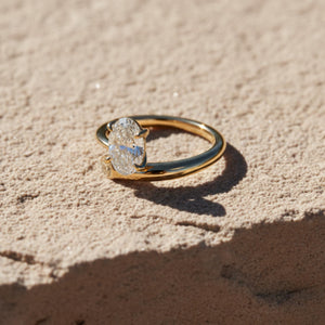 Oval Lab Diamond Bypass Engagement Ring