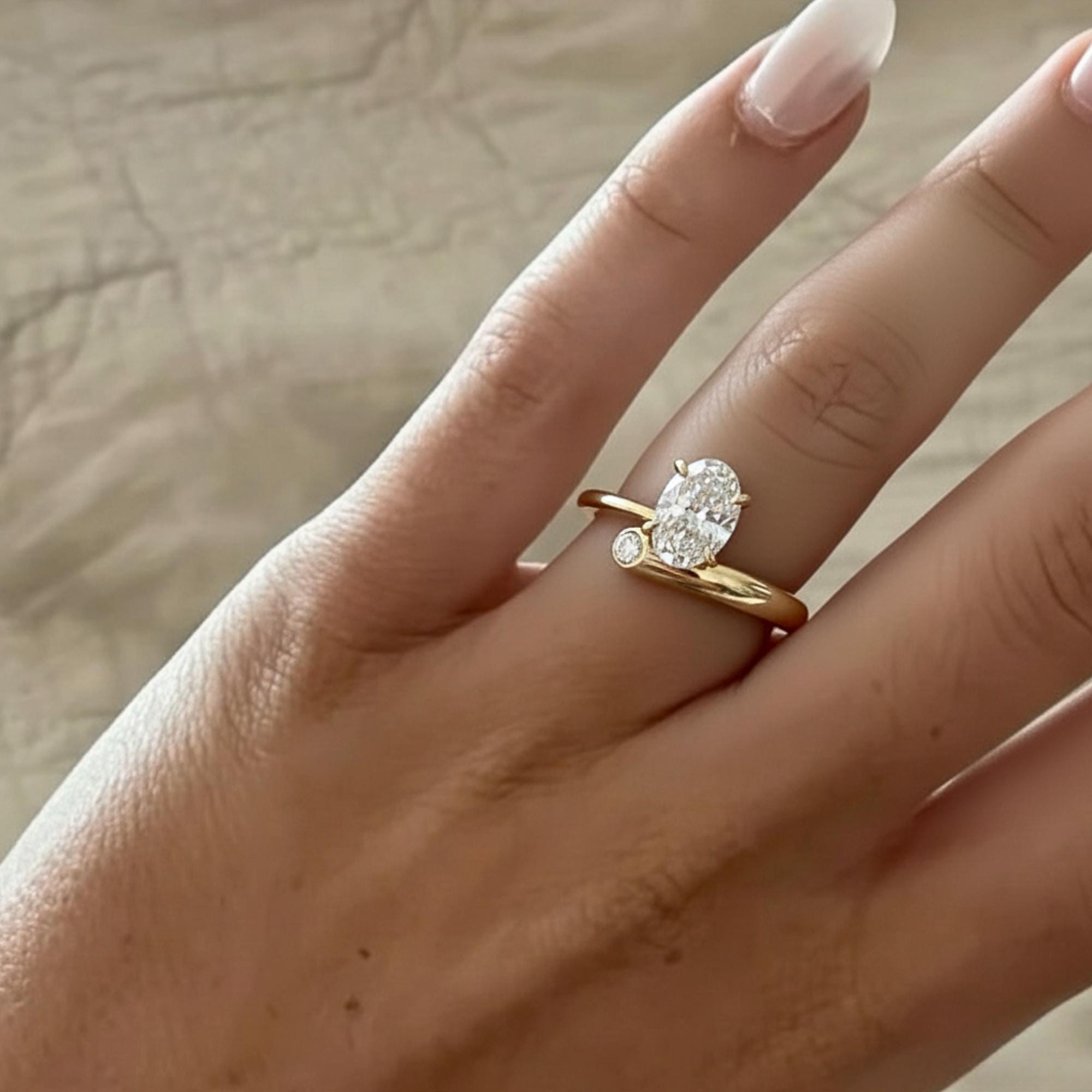 Oval Lab Diamond Bypass Engagement Ring