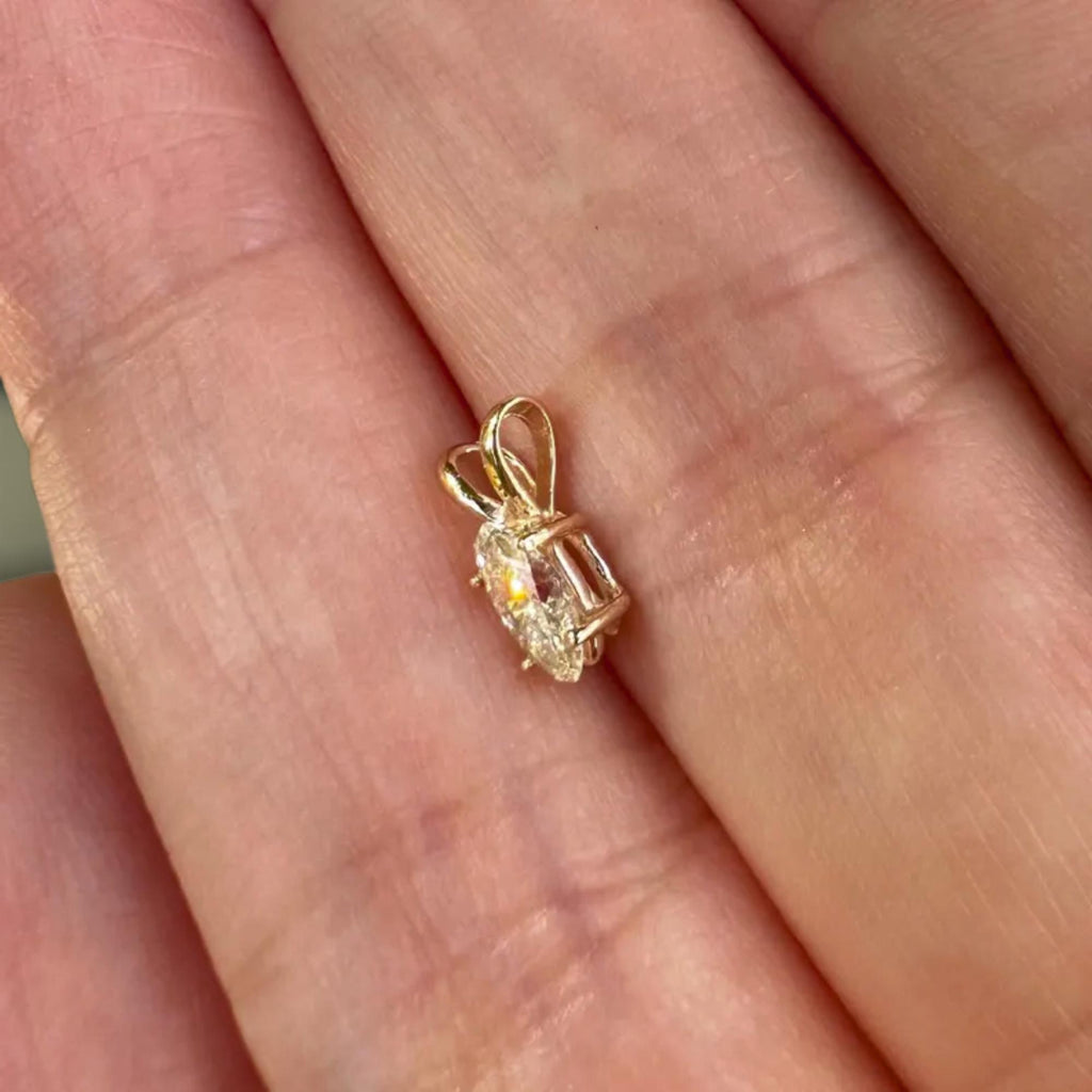 Marquise Cut Solitaire Pendant Necklace / Marquise Cut Diamond Necklaces for Women / Solid Gold Necklace / Bridal Jewelry
