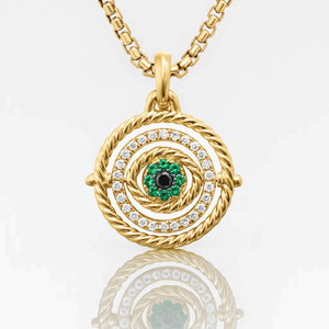 Dainty Gold Evil Eye Necklace | Emerald Talisman Jewelry