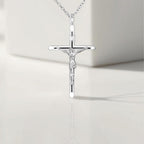925 Silver Crucifix Necklace Silver Cross Necklace Men Silver Cross Pendant Chain For Man Christian Jewelry For Boyfriend Gift For Man Chain