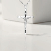 925 Silver Crucifix Cross Necklace for Men, Christian Pendant