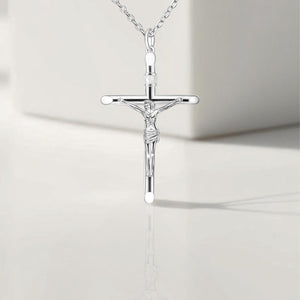 925 Silver Crucifix Cross Necklace for Men, Christian Pendant