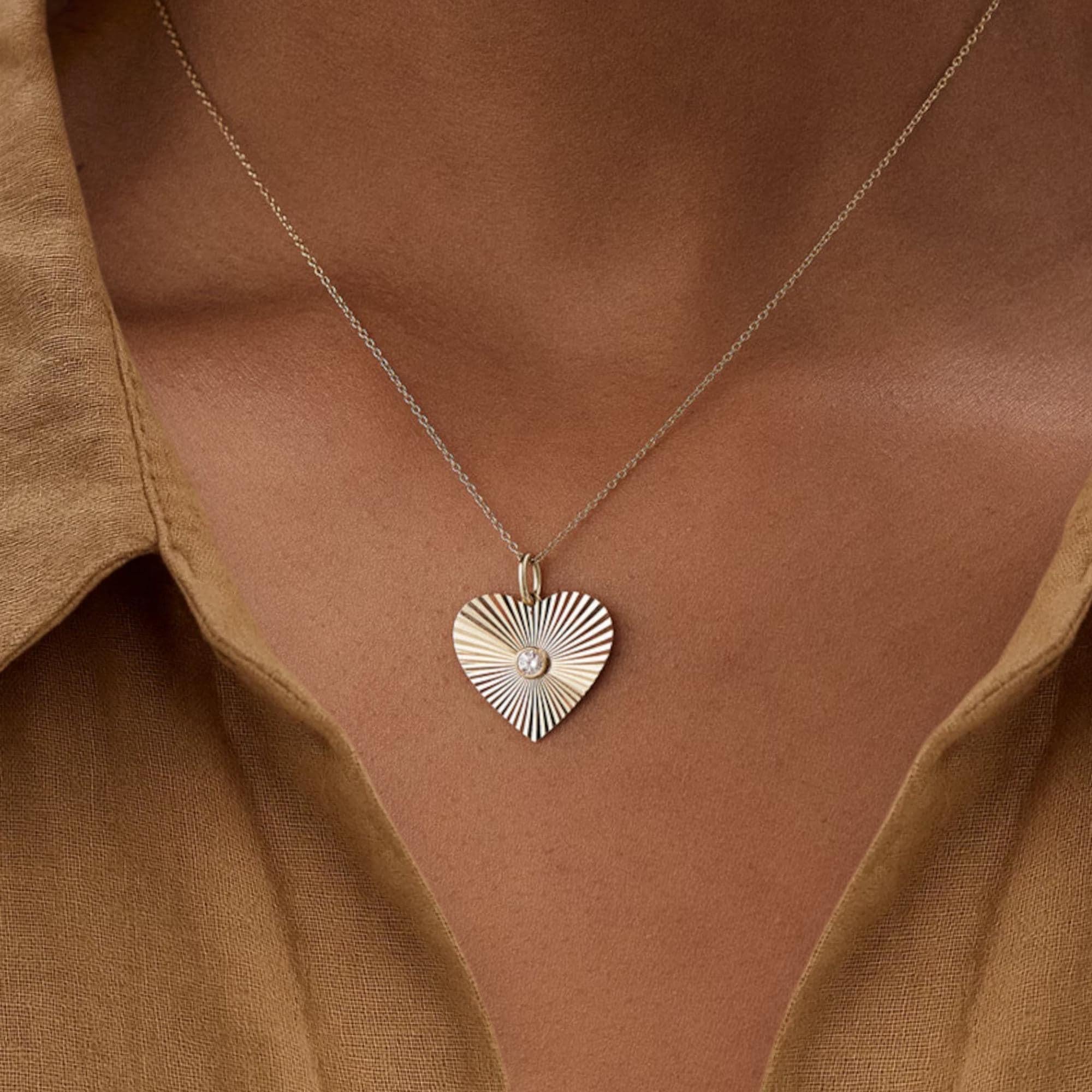 Gold Plated Heart Pendant Necklace for Women