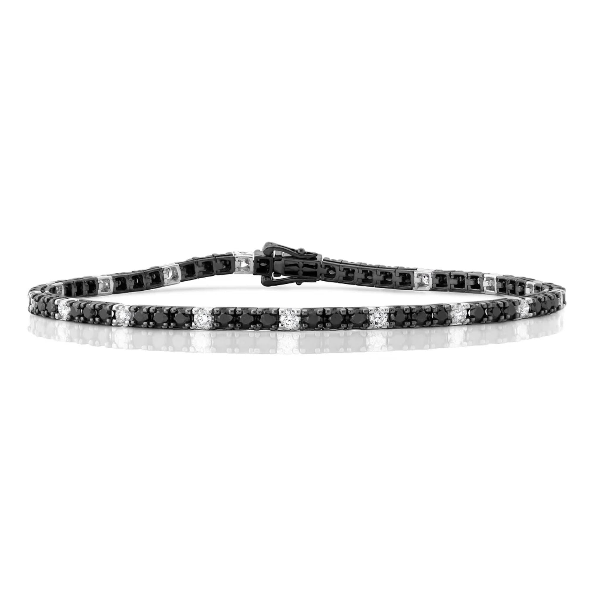 Black Lab Grown Diamond Tennis Bracelet in 14K Gold