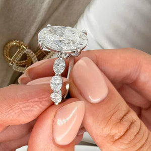 5 Ct Oval Cut Lab Diamond Six Stone Ring