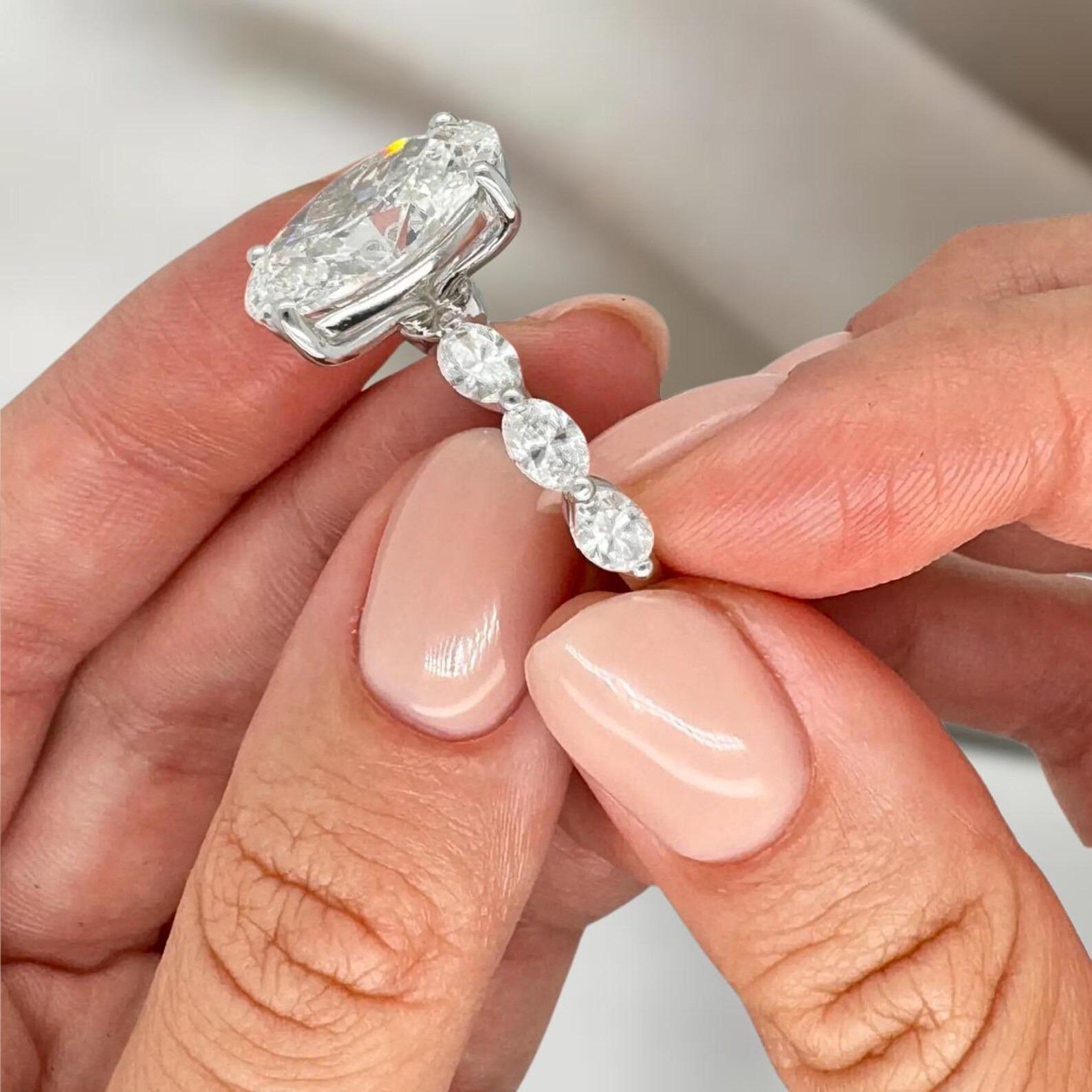 5 Ct Oval Cut Lab Diamond Six Stone Ring