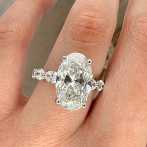 5 Ct Oval Cut Lab Diamond Six Stone Ring