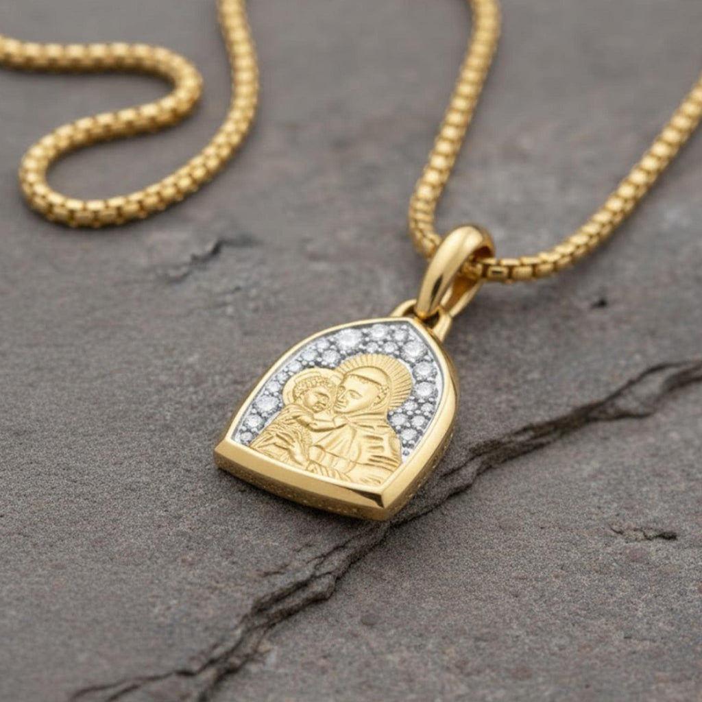 14K Gold Plated St Anthony Pendant, St Anthony Necklace, Saint Jewelry, Symbol Of Devotion, Religious Jewelry, Gift For Him