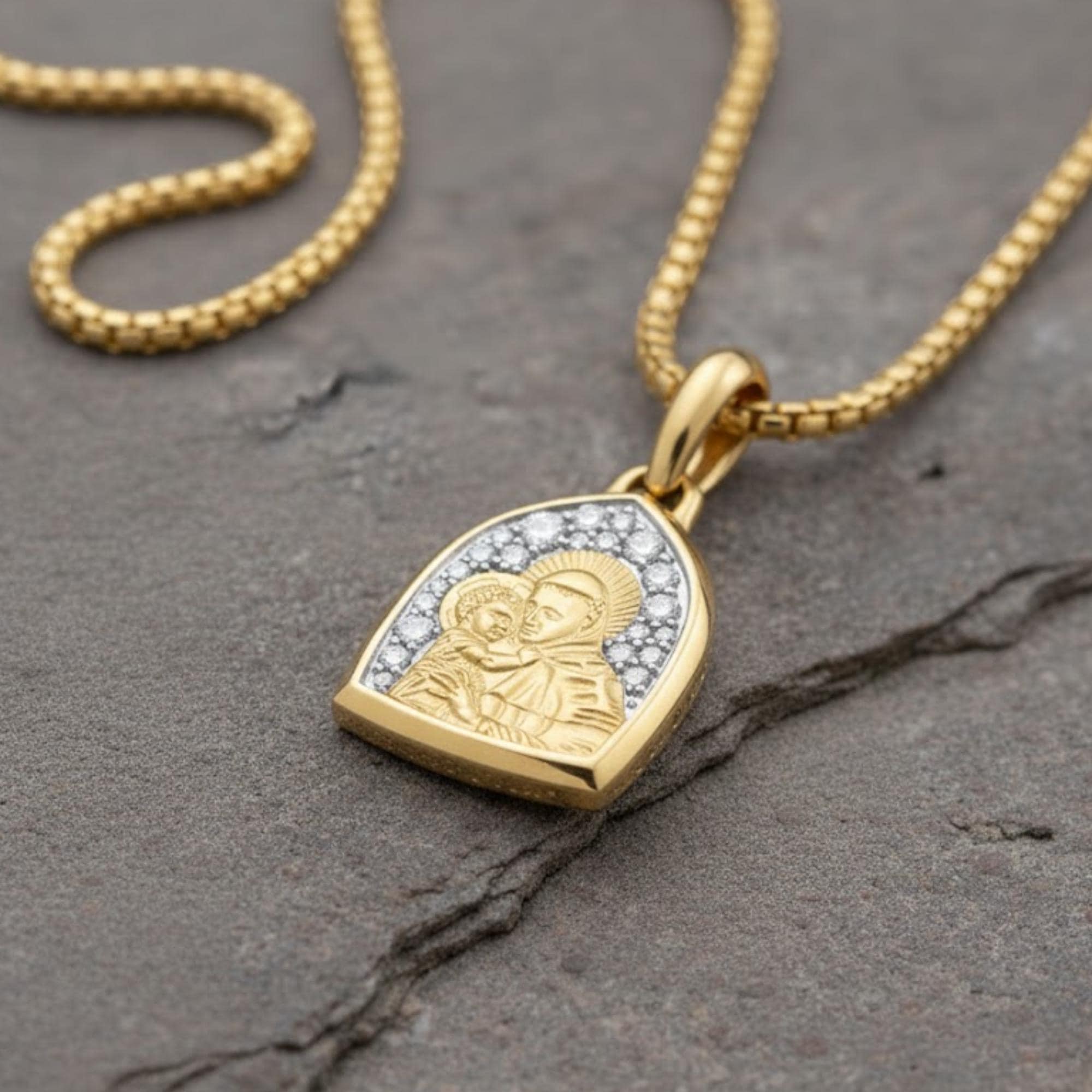 St Anthony Religious Pendant in 14K Gold Plated