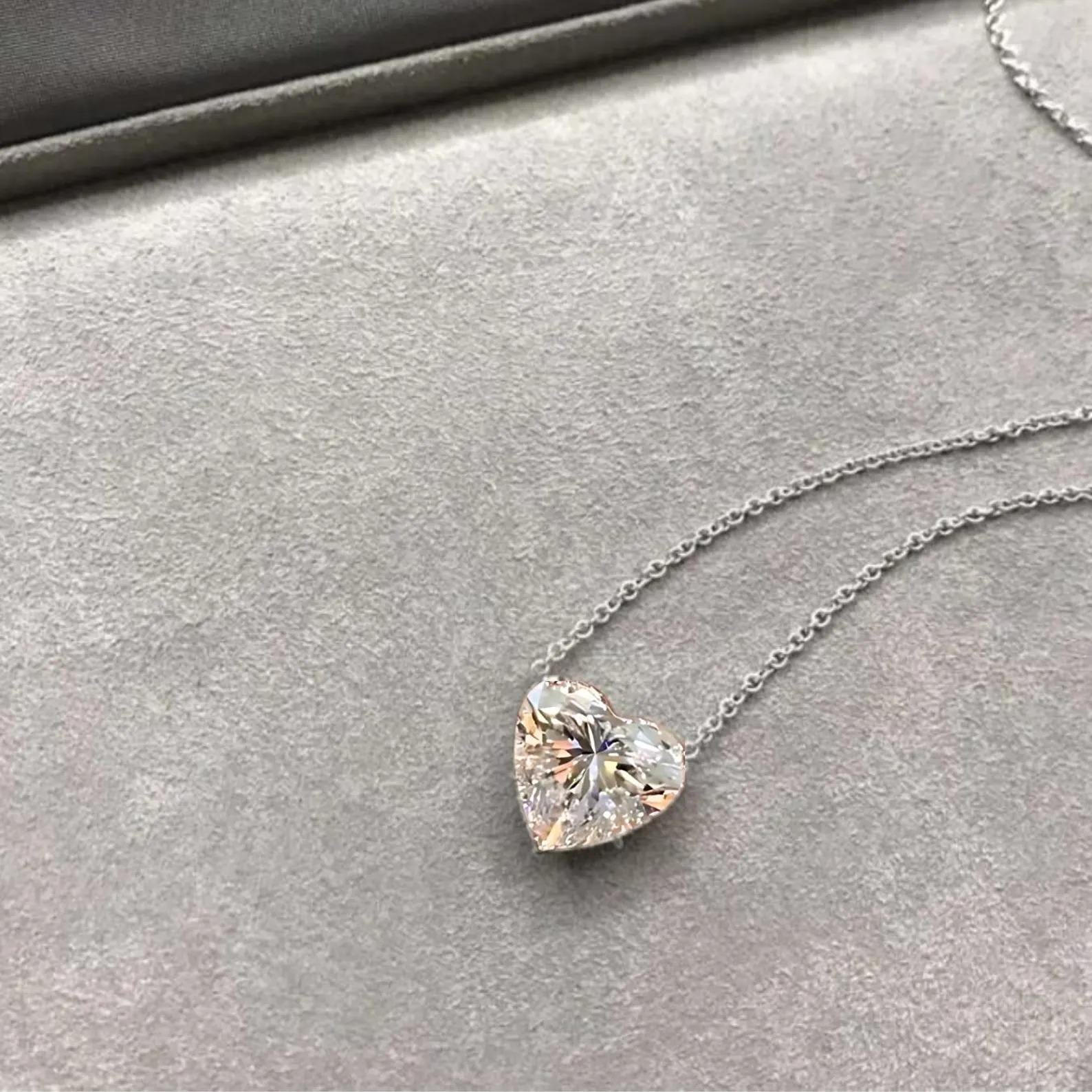 Heart Cut Diamond Pendant Necklace, Solid Gold Heart Necklace