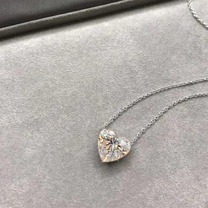 Heart Cut Diamond Pendant Necklace, Solid Gold Heart Necklace