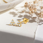3 Stone Diamond Earrings, 14K Gold 0.24 Ct Lab Created Diamond Earrings, Real Diamond Earrings, Trio Diamond Earrings, Diamond Studs
