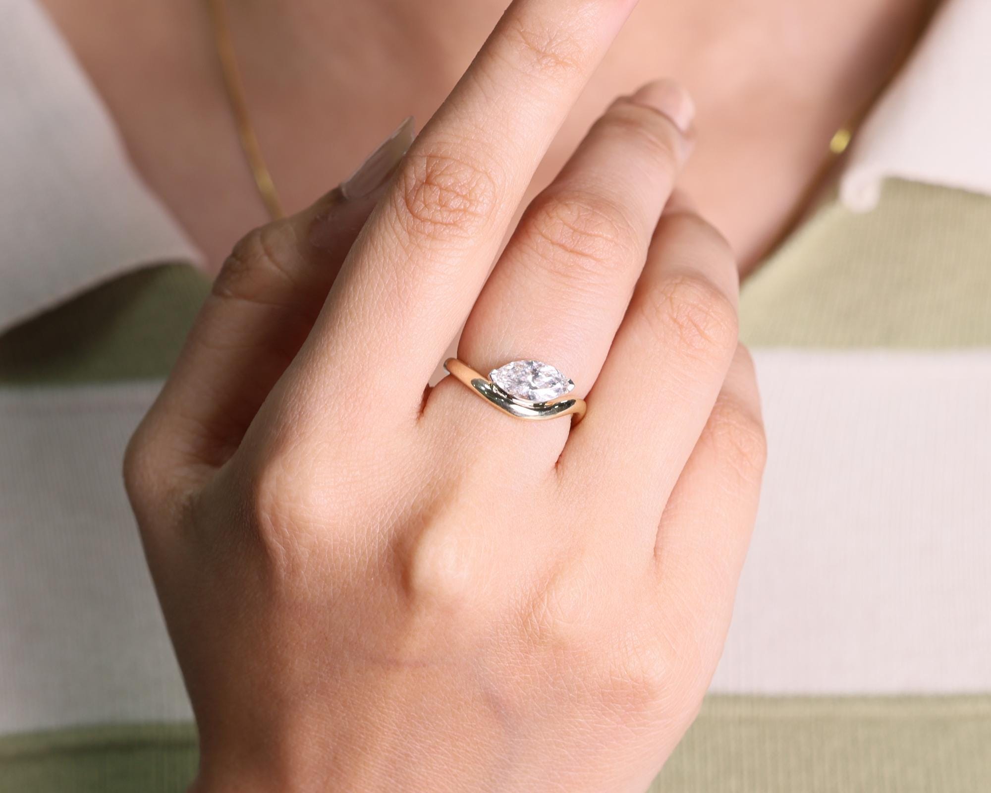 Marquise Cut Lab Diamond Engagement Ring, IGI Certified