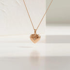 Heart Shaped Diamond Cut Round Diamond Bezel Setting Necklace in 14k Solid Gold / Large Heart Shape Pendant in 14K