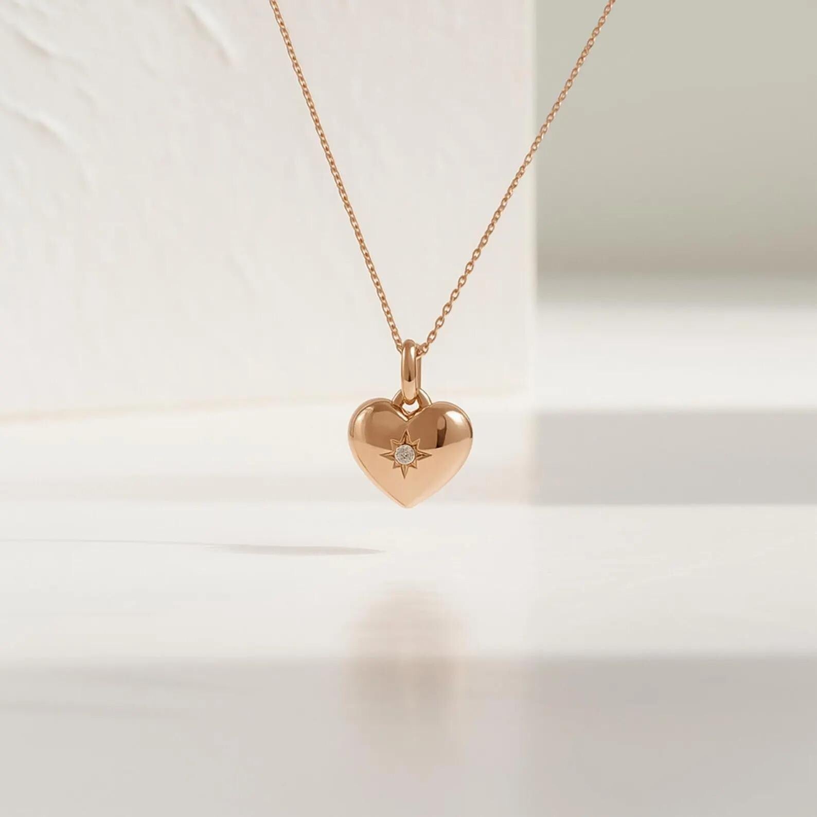 Heart Pendant Round Diamond Necklace