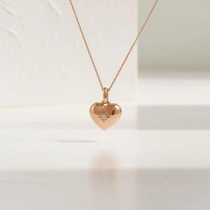 Heart Pendant Round Diamond Necklace