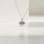 Heart Shaped Diamond Cut Round Diamond Bezel Setting Necklace in 14k Solid Gold / Large Heart Shape Pendant in 14K