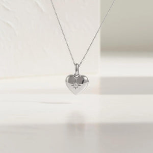 Heart Pendant Round Diamond Necklace